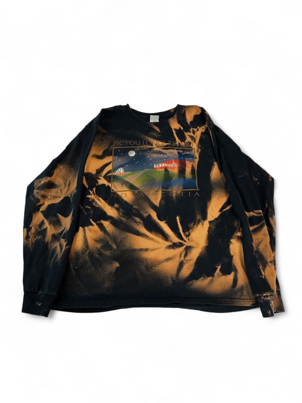 Men's Long Sleeve shirt xl Bleach Effect Graphic Black